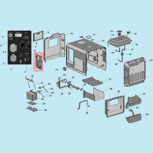 Панель управления и бак Champion DG6501ES